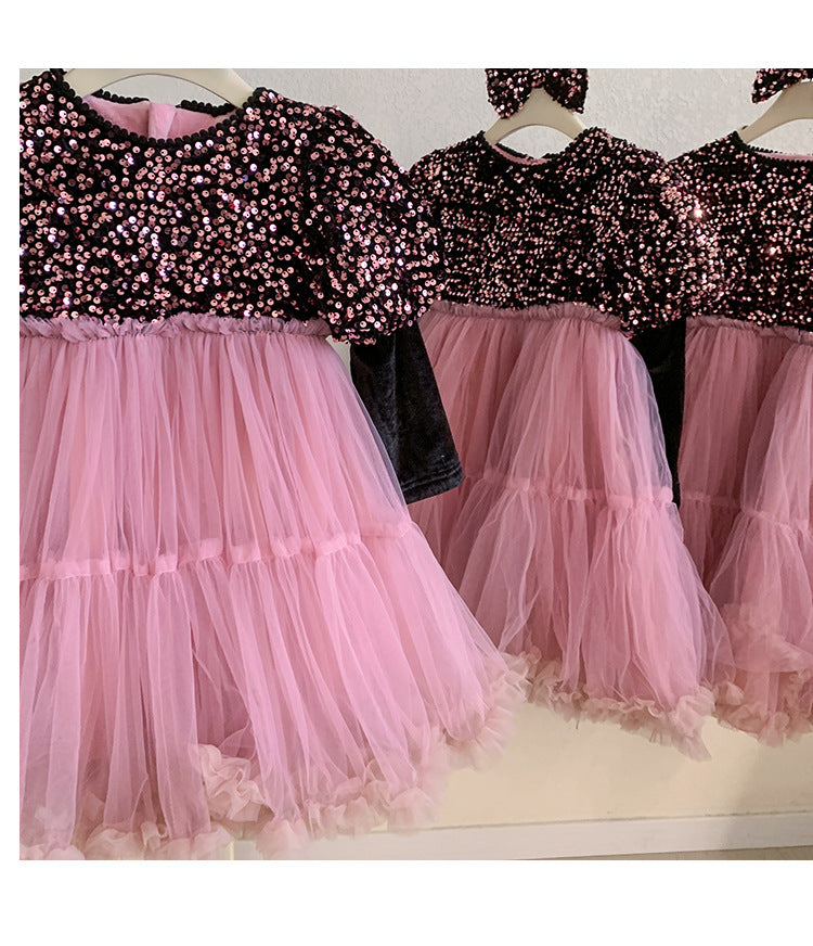 Vestido Infantil Rosa Brillante