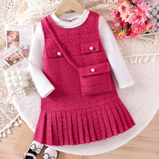 Conjunto de vestido rosa para niña