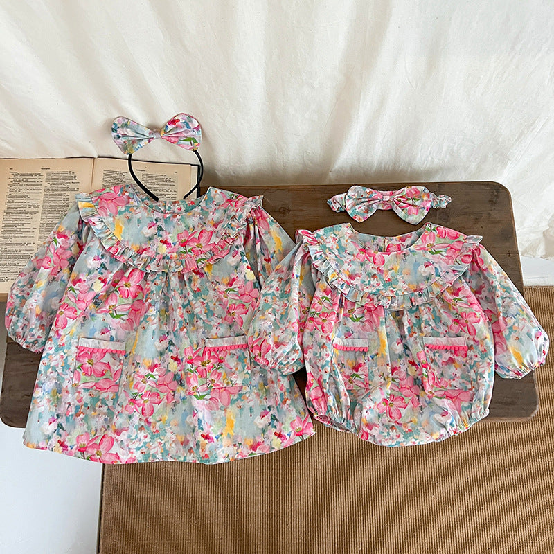 Body/Vestido Infantil con Estampado Floral