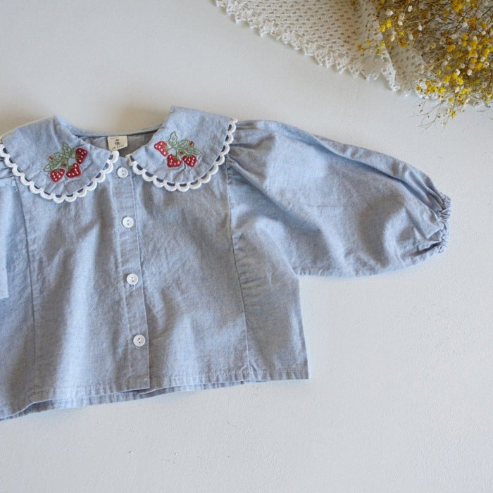 Camisa Infantil Mujer Cuello Fresa