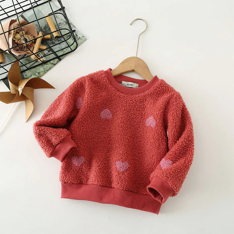 Blusa Infantil Invierno Peluche Cerezas/Corazones
