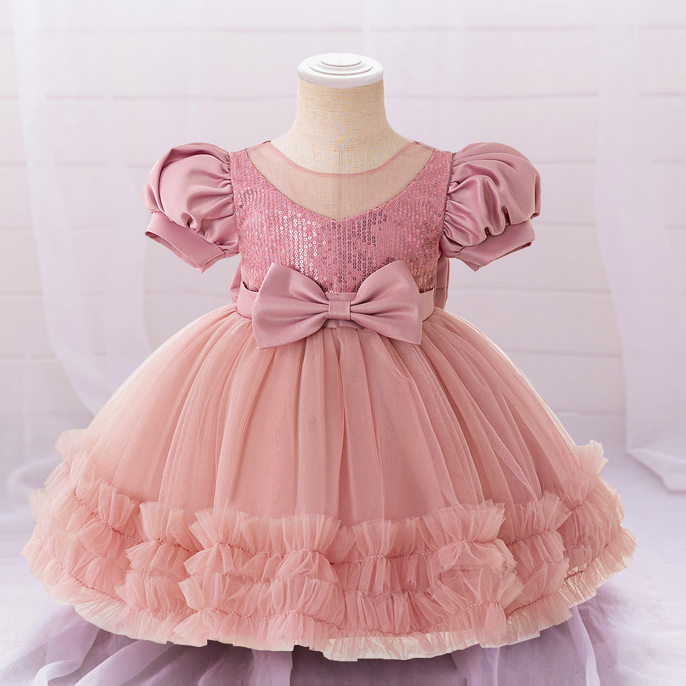 Vestido de Fiesta Infantil Lentejuelas Lazo