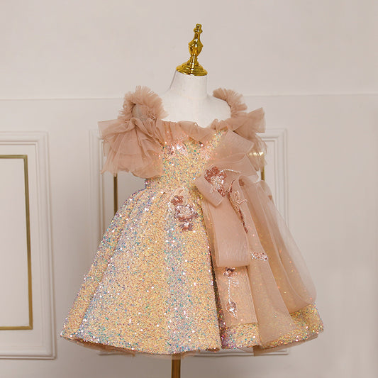 Vestido de Fiesta Infantil Con Lentejuelas Brillantes