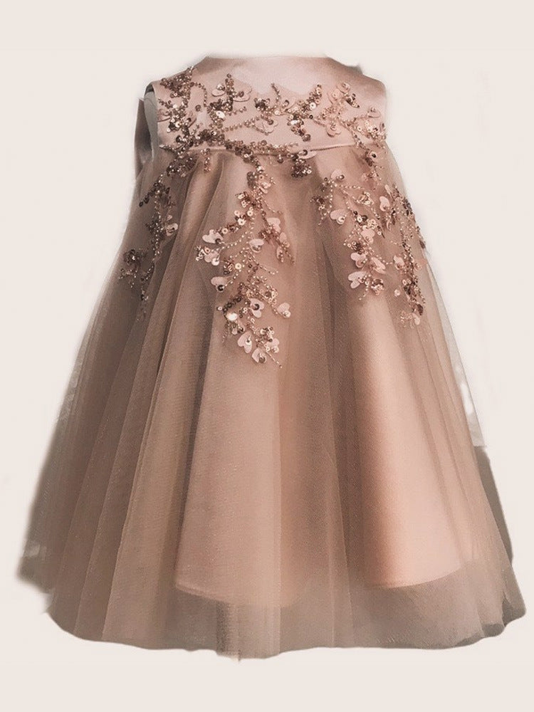 Vestido de Fiesta Infantil con Pedrería Floral