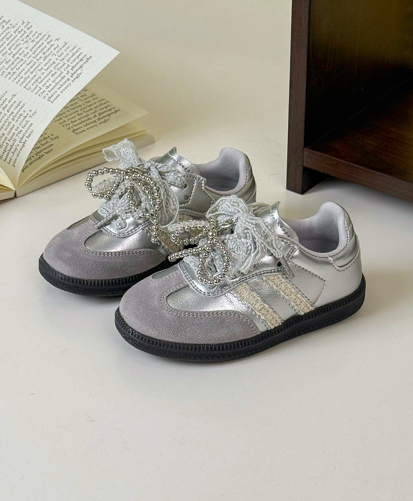 Zapatillas Infantiles Plata Brillante