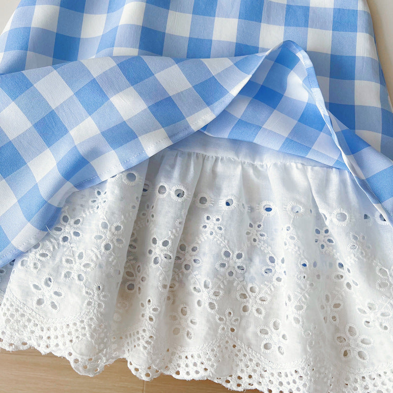 Vestido Infantil Cuadros Azul