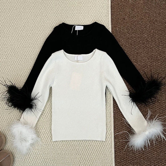 Blusa de Niña con Mangas Peludas