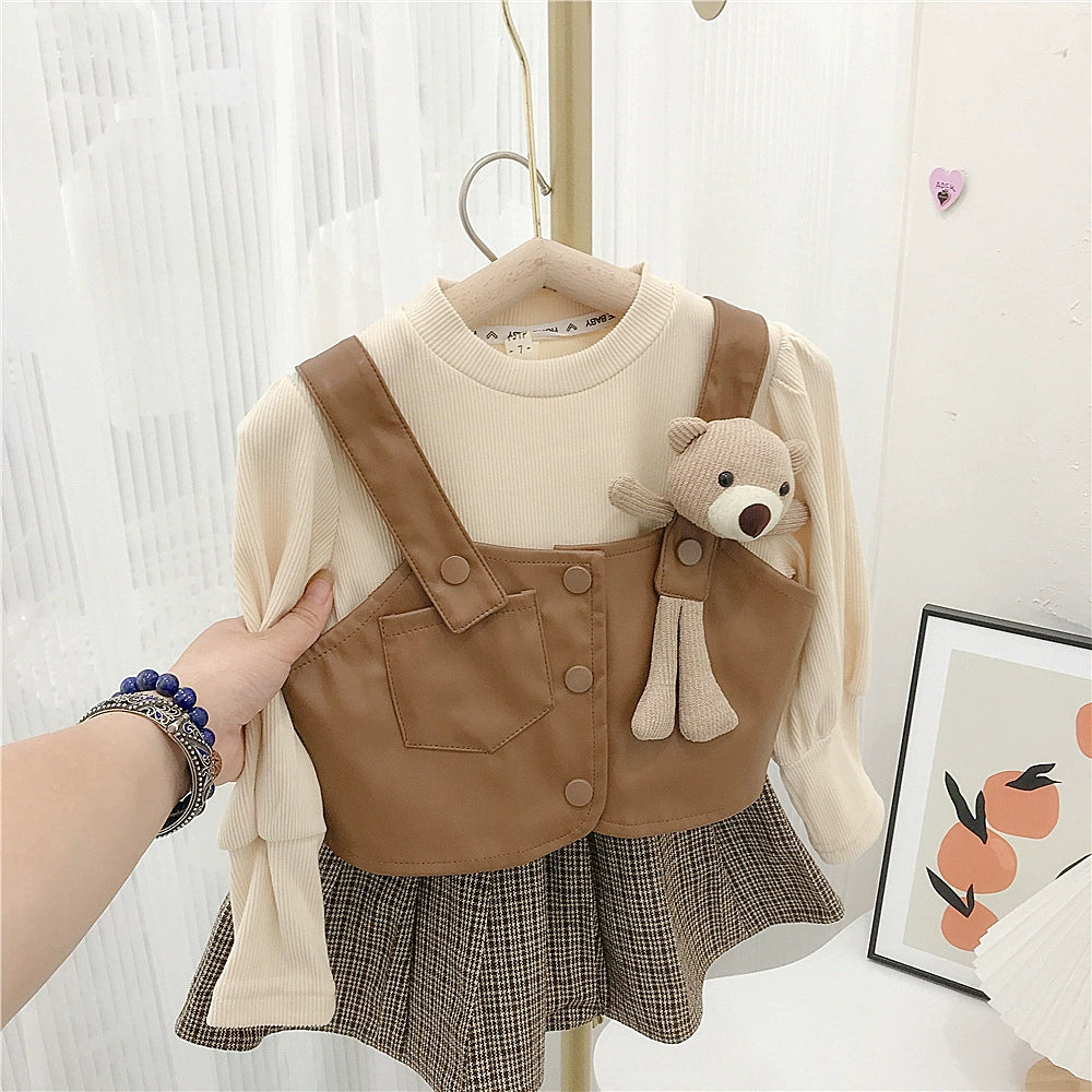 Conjunto de cuero y falda de invierno para niños