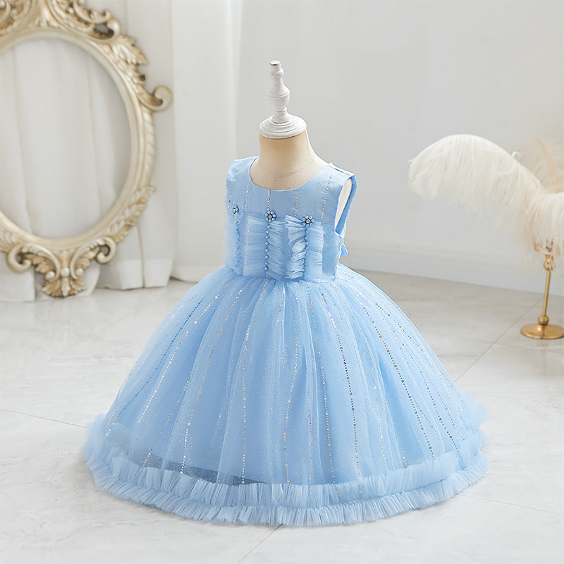 Vestido de Fiesta Infantil Tul Brillante Flores