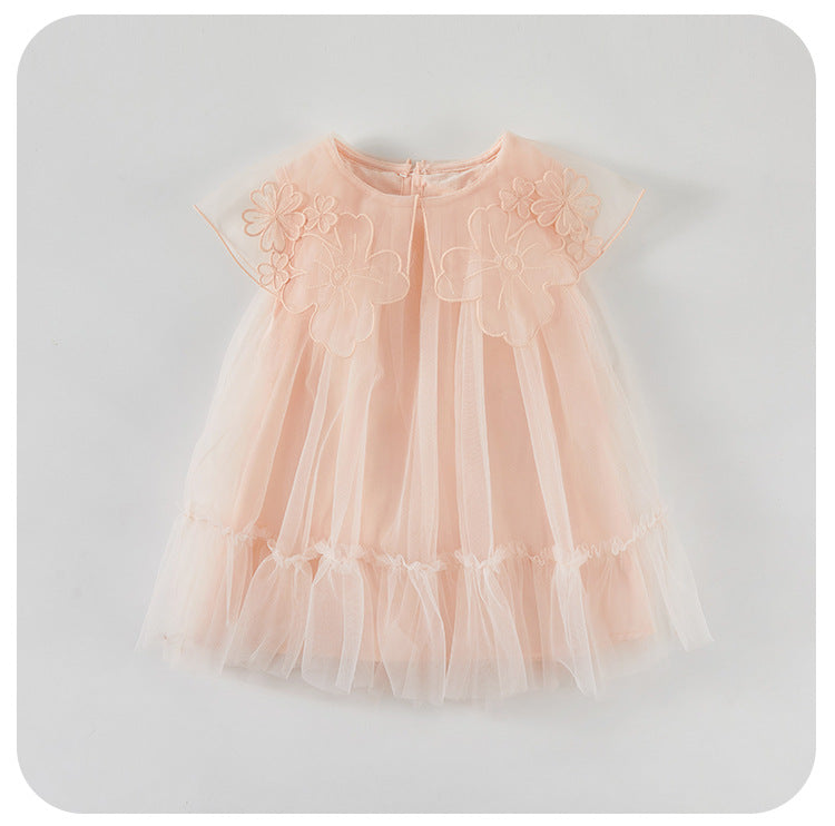 Vestido Infantil Con Cuello Floral
