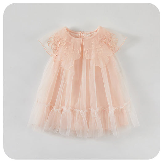 Vestido Infantil Con Cuello Floral