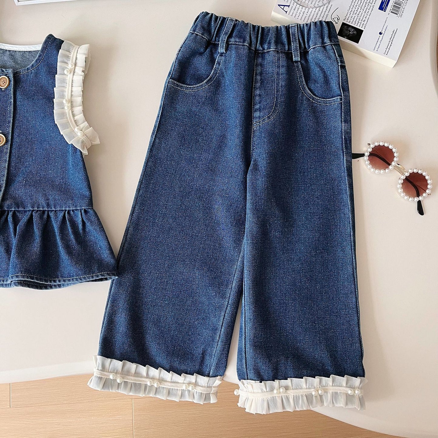 Conjunto Infantil Mujer Jeans y Perlas