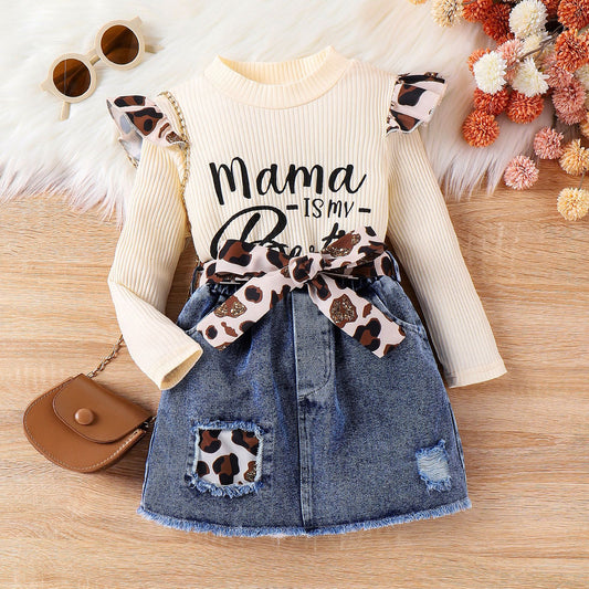 Conjunto de niña con estampado de leopardo
