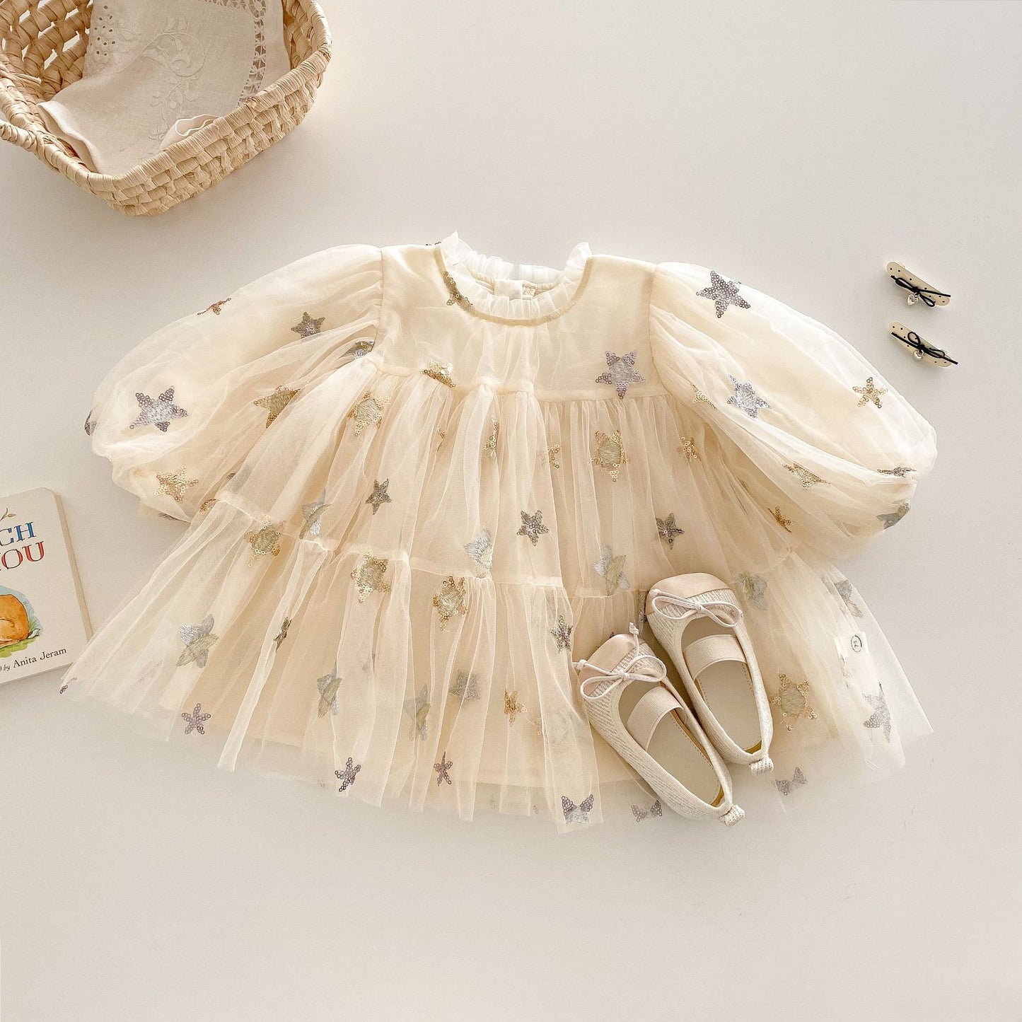 Vestido Infantil de Tul con Estrellas