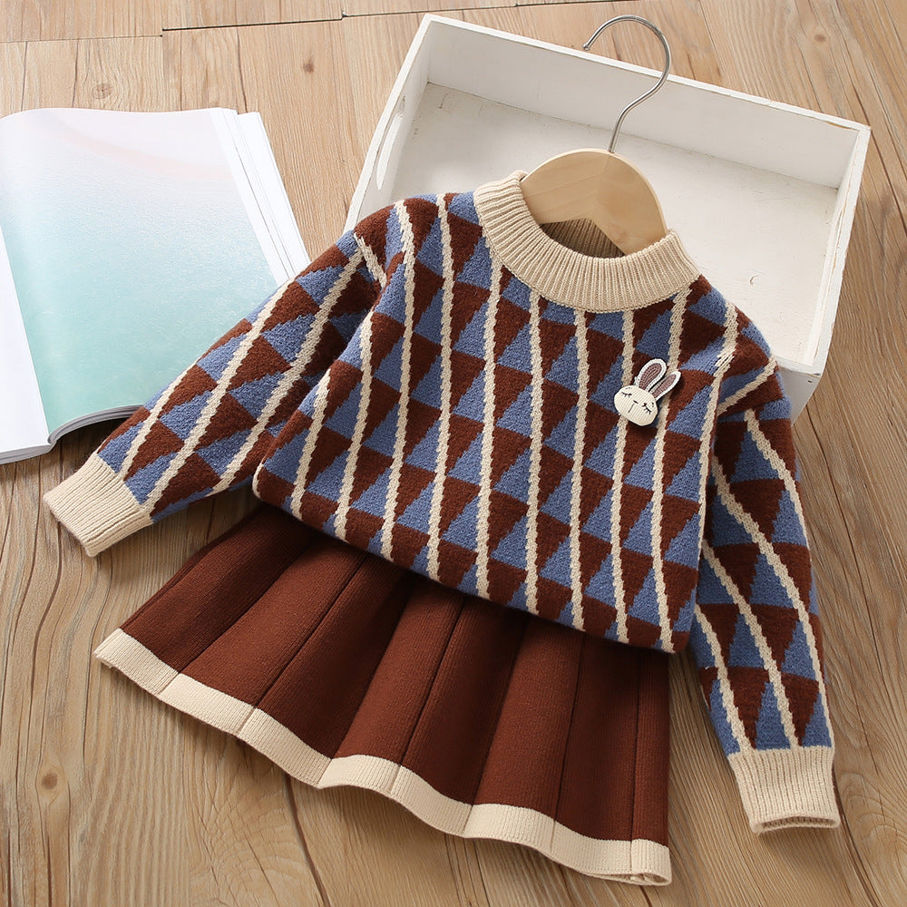 Conjunto de conejito de punto para mujer y niño.