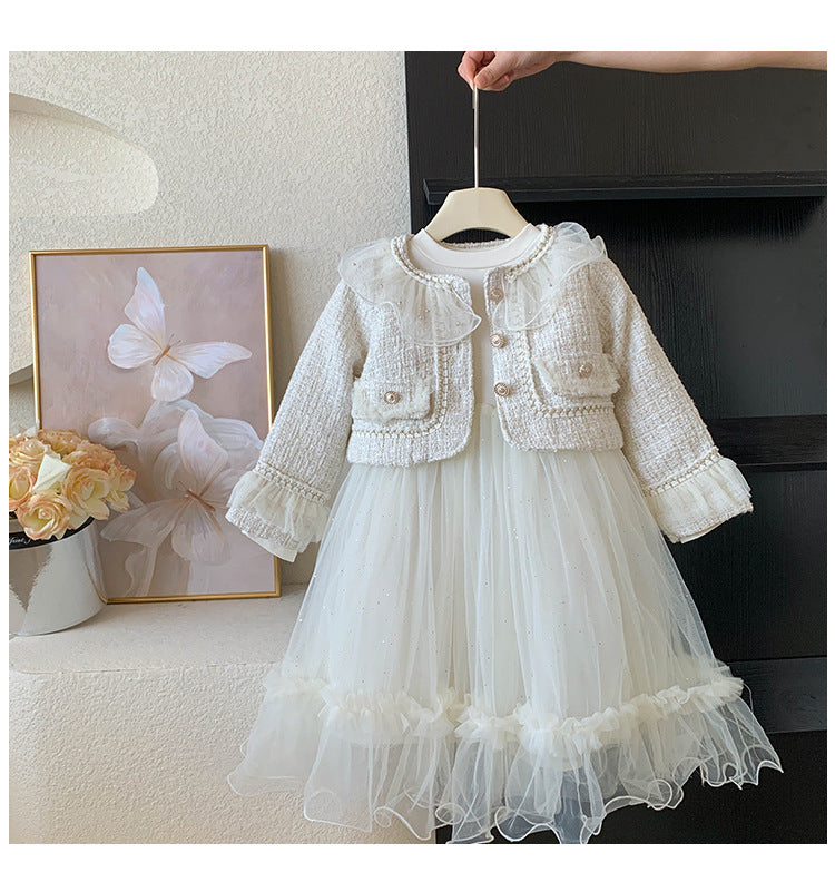 Conjunto Abrigo Tweed + Vestido Tul