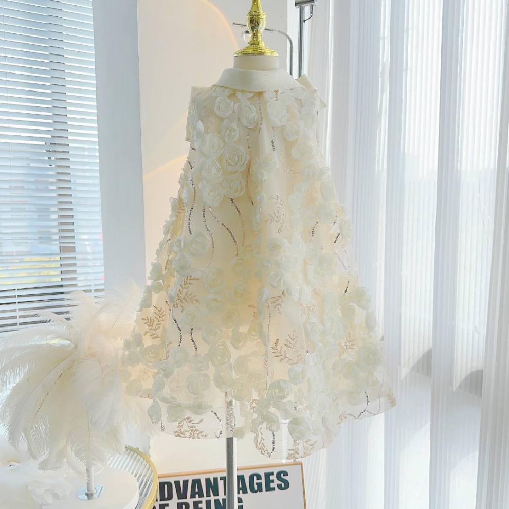 Vestido Infantil Con Lazo Floral