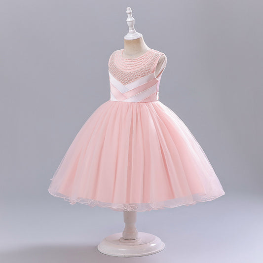 Vestido de fiesta de tul y perlas