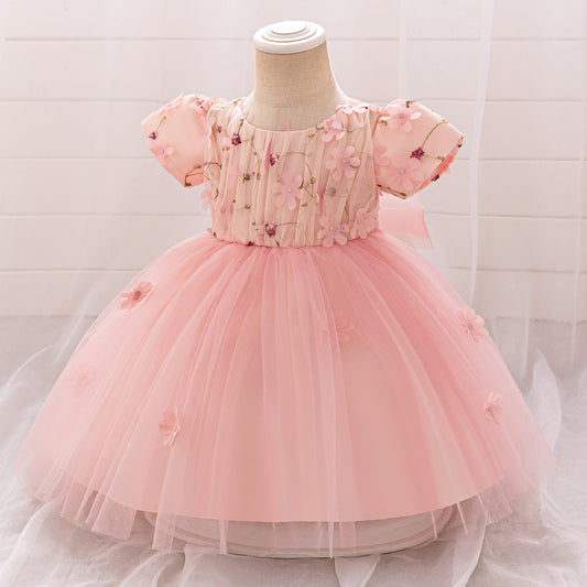 Vestido Infantil de Flores de Tul