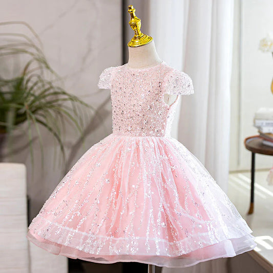 Vestido de Fiesta Infantil Rosa Brillante
