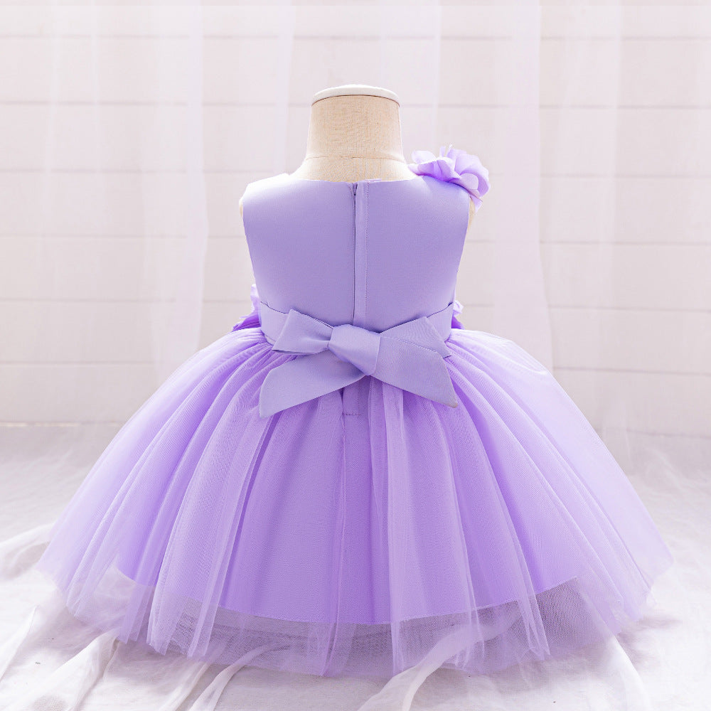 Vestido de Fiesta Infantil Flores Moradas