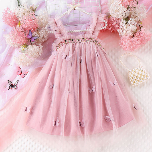 Vestido Infantil Mariposa Rosa