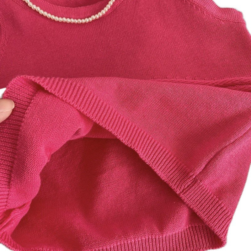 Conjunto Infantil  Pantalón Ancho + Cropeed Rosa