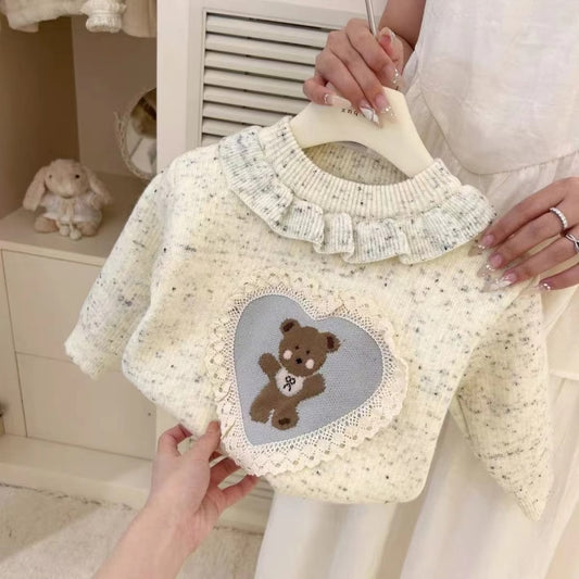 Blusa de Invierno para Niña Con Osito de Peluche