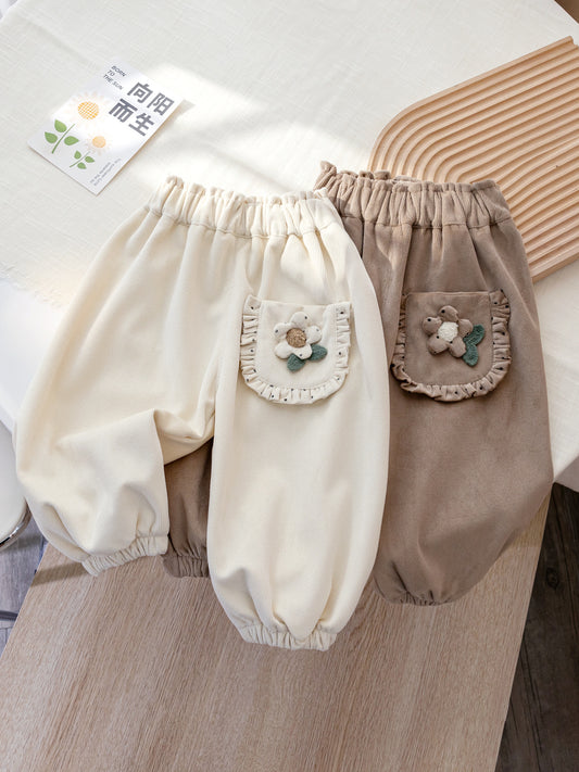 Pantalones Con Bolsillos Florales para Mujer