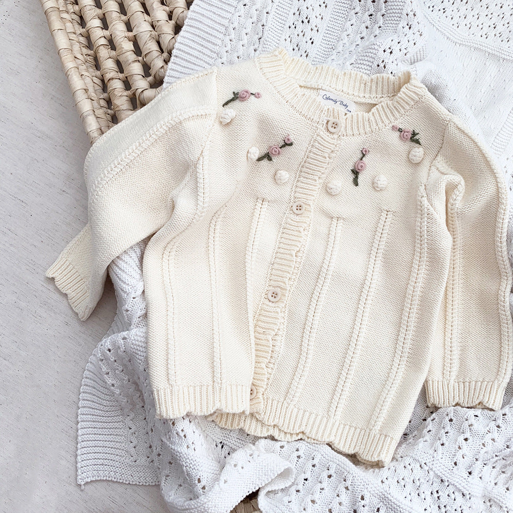 Cárdigan Infantil De Punto Flores