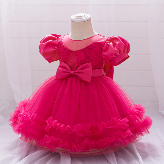 Vestido de Fiesta Infantil Lentejuelas Lazo