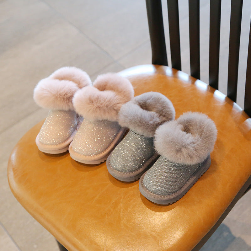 Botas infantiles con purpurina y pelo