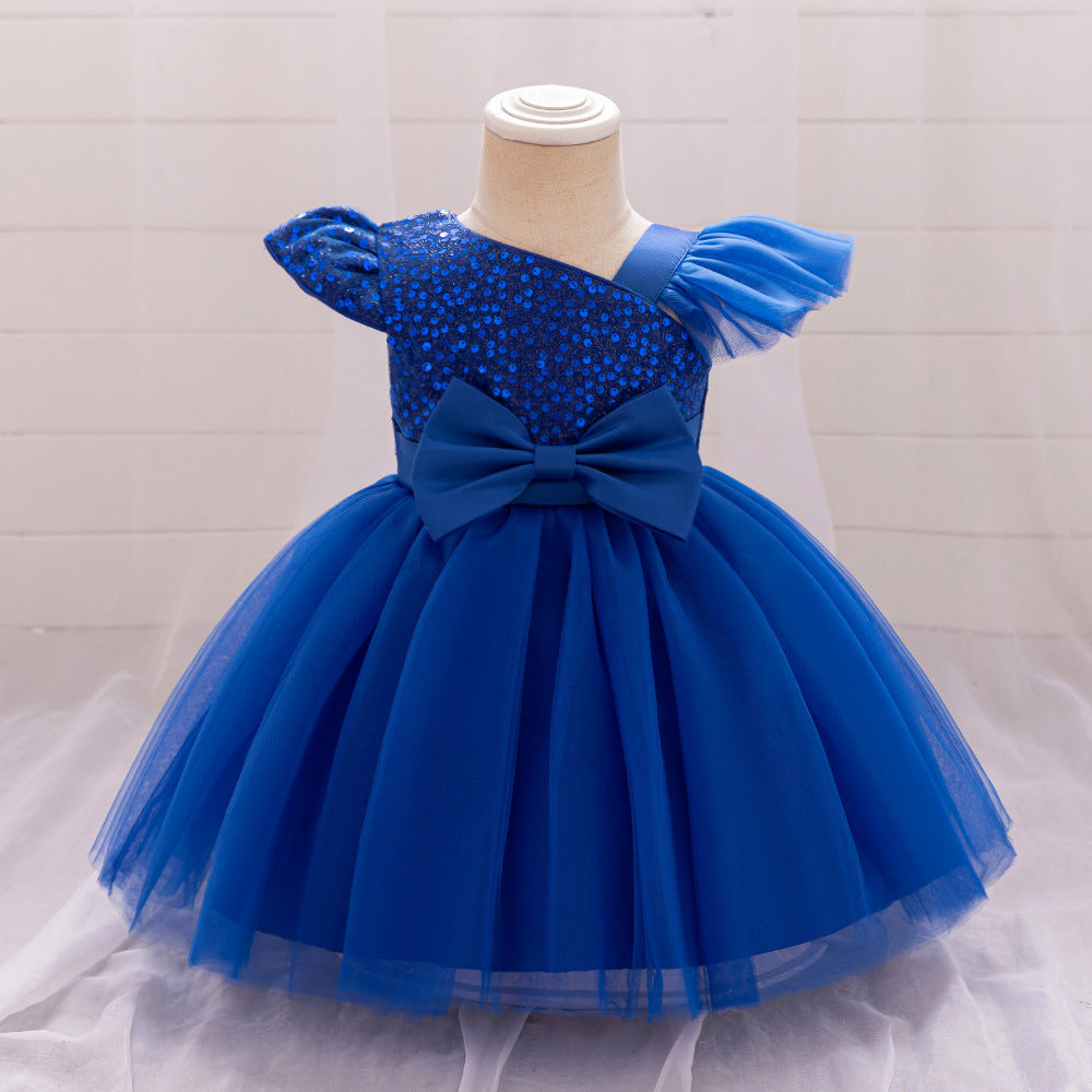 Vestido de Fiesta Infantil de Pedrería con Lazo