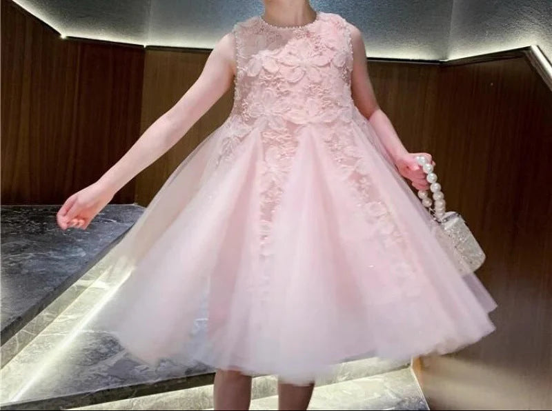 Vestido Infantil de Tul Floral