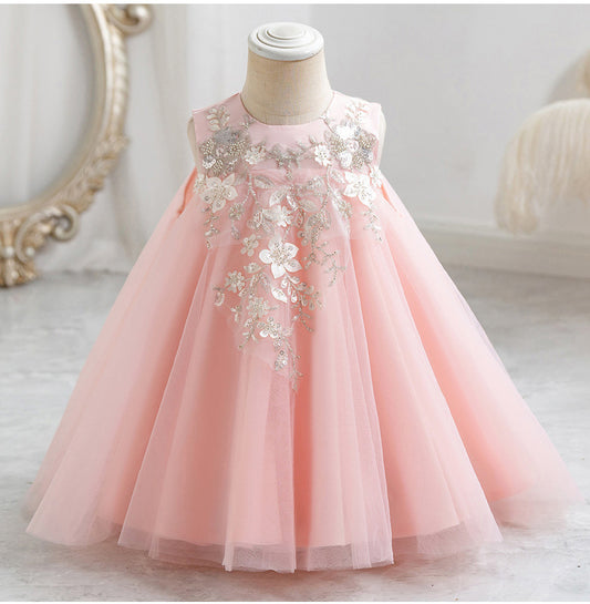 Vestido Infantil de Flores de Tul