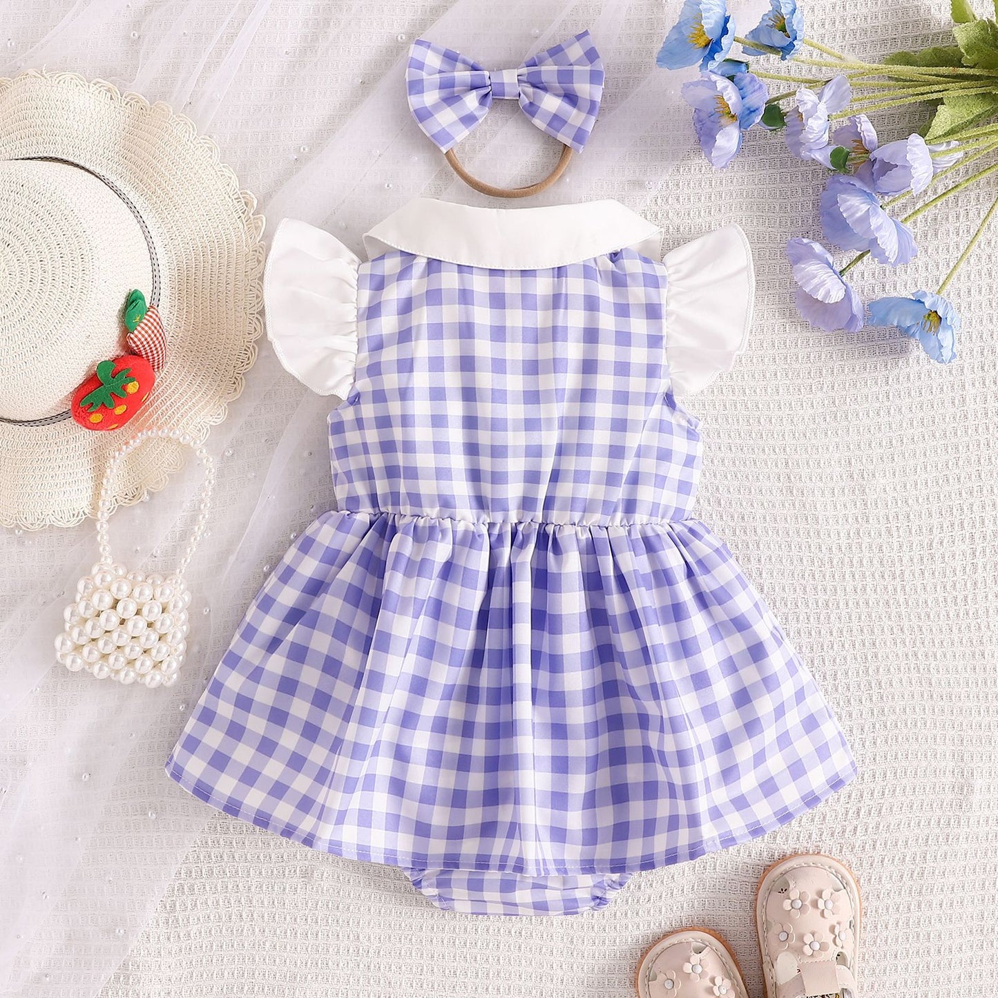 Vestido Infantil de Cuadros Florales