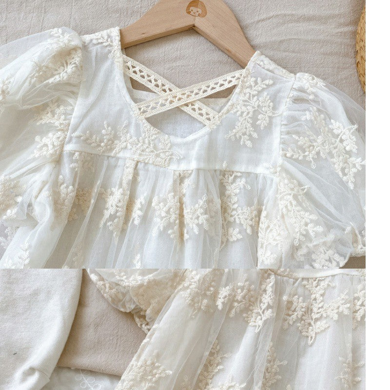 Vestido Infantil de Encaje Floral