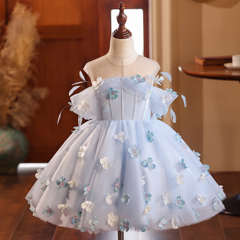 Vestido Infantil Azul con Mariposas