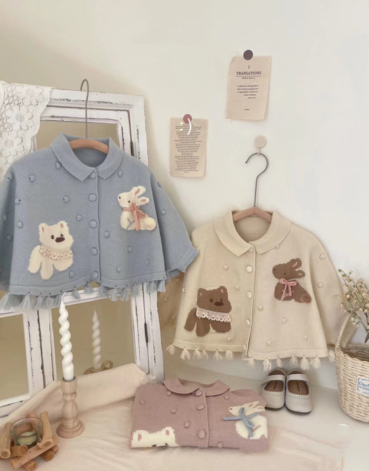 Cárdigan de Niña con Osito Pompón