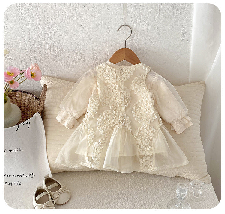 Conjunto Vestido Infantil Tul Flores