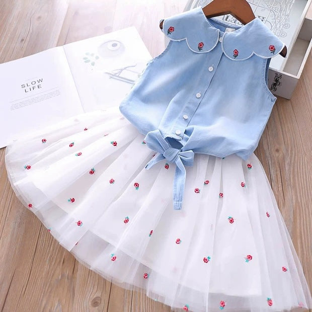 Conjunto de jeans florales para Niñas