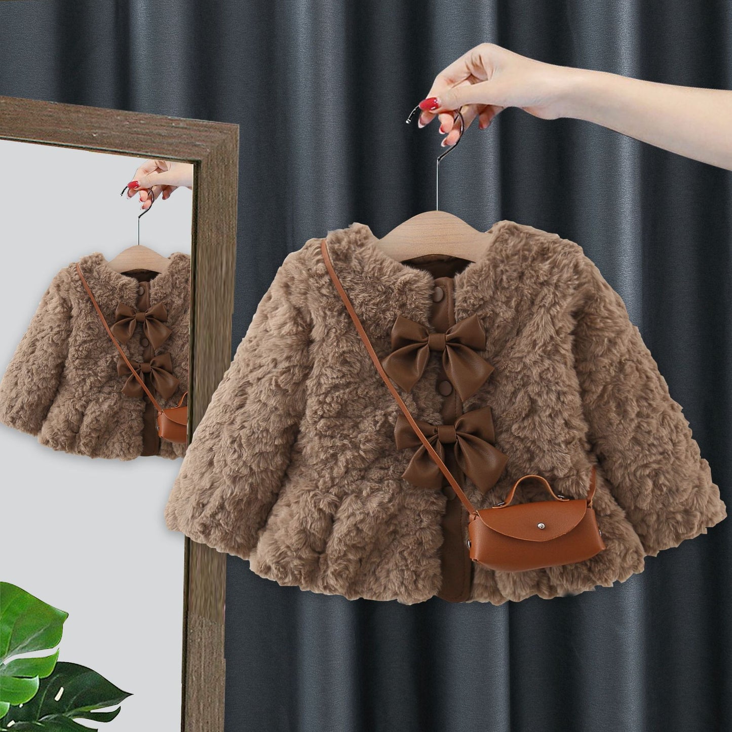 Abrigo de peluche infantil con lazos