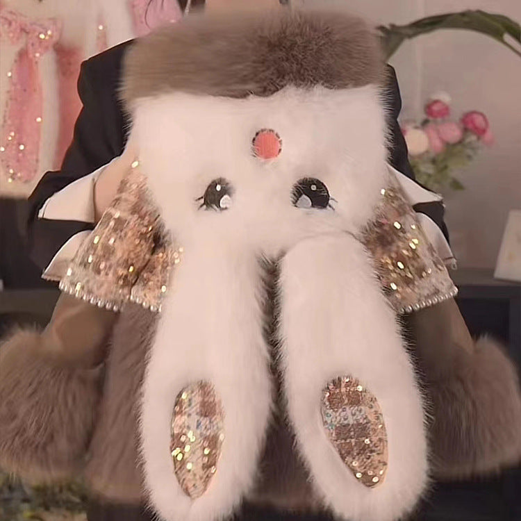 Abrigo infantil de piel de conejo y tuwwed