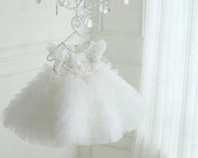 Vestido de Fiesta Blanco Brillante para Niños