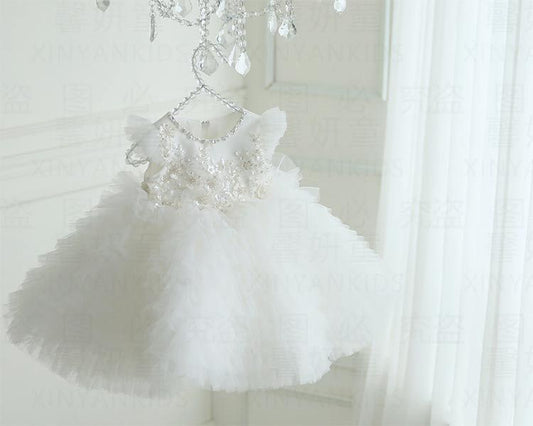 Vestido de Fiesta Blanco Brillante para Niños