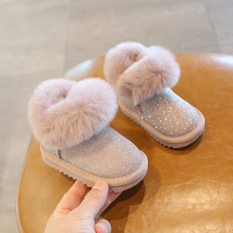 Botas infantiles con purpurina y pelo