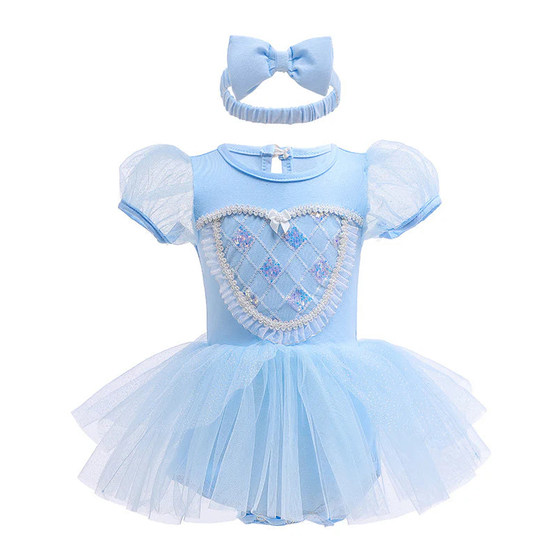Vestido Infantil Princesa de Encaje Azul