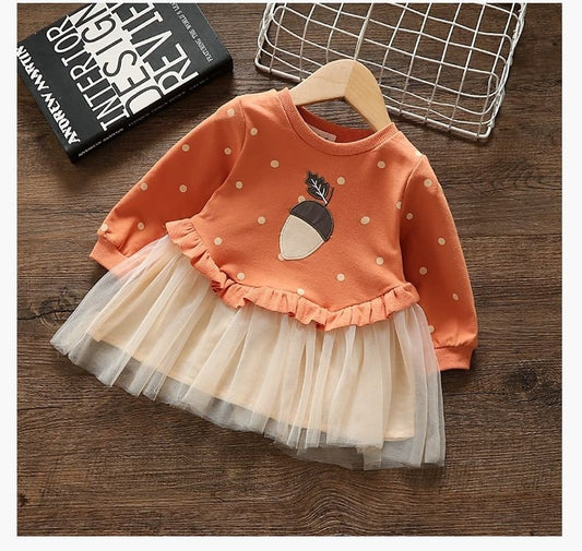 Vestido Infantil con Frutas y Tul