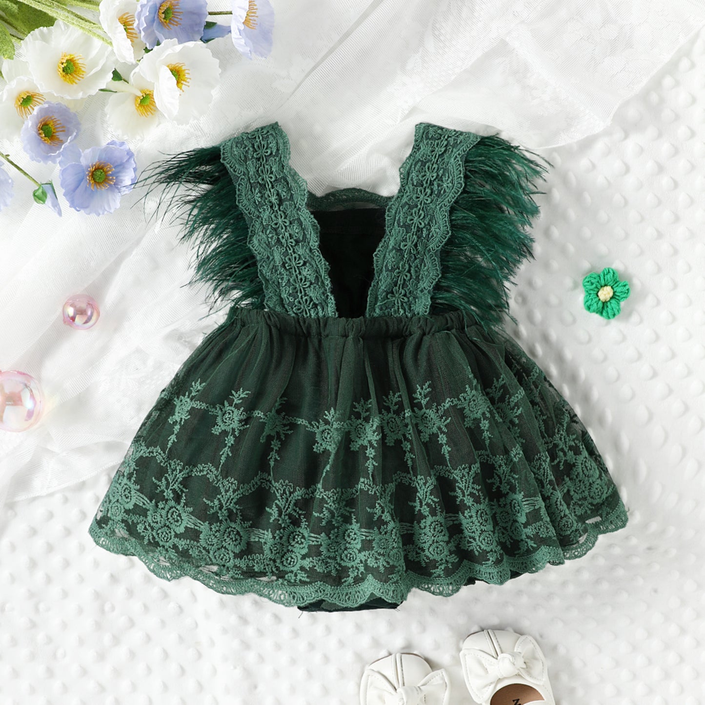 Vestido Infantil Flores y Encaje