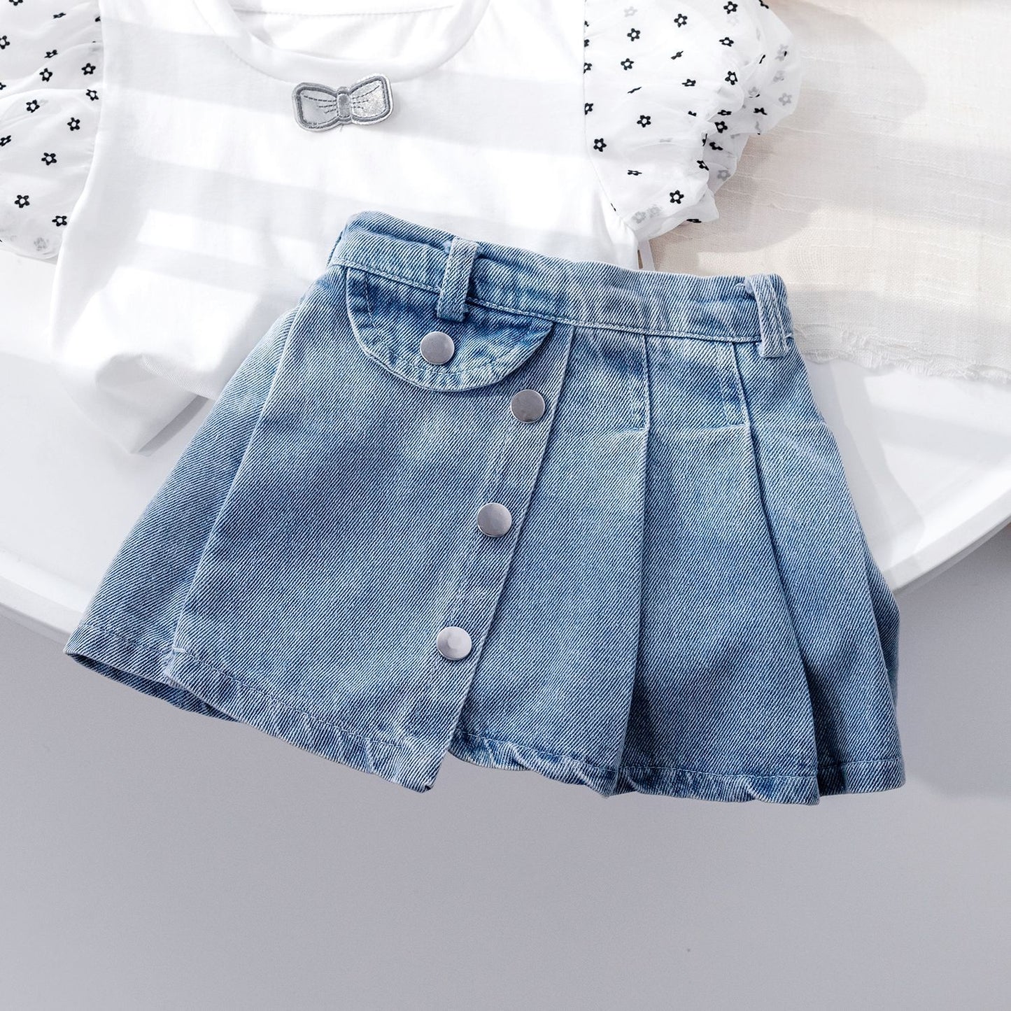 Falda Jeans Infantil Botones Pequeños